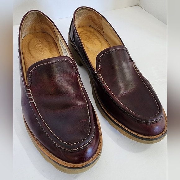 Sperry Women's Burgundy Preppy Slip-On Comfy Leather Loafers Side-In, sz 8.5 - Picture 5 of 13